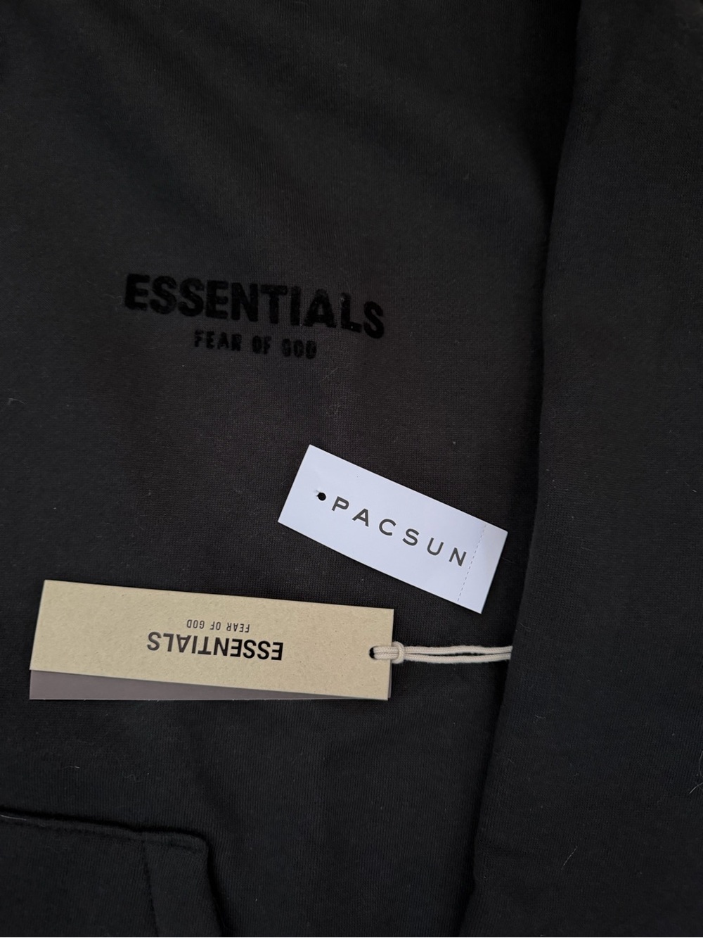Essentials Black Pullover Hoodie with Chest Logo - Picture 4 of 8